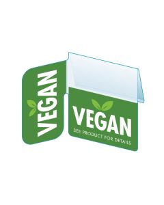 Vegan Shelf Talker with Right Angle Flag, 2.5"W x 1.25"H