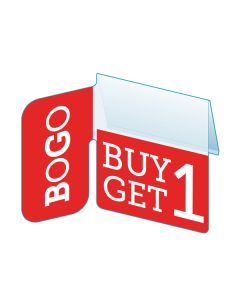 BOGO Shelf Talker with Right Angle Flag, 2.5"W x 1.25"H