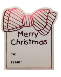 Merry Christmas Bow - Red, Gift Labels