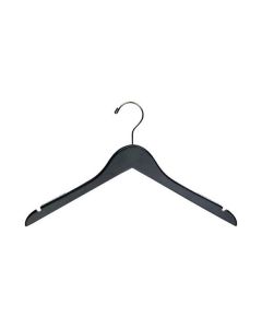 17" Black Wood Top Hanger with Rubber Strips