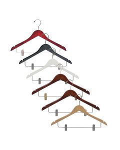 17" Wood Combo Hanger with Clips & Notches