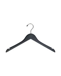 17" Rubber Coated Black Wood Top Hanger with Notches