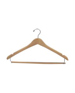17" Natural Curved Suit Hanger with Suit Bar & Notches