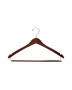 17" Walnut/Chrome Curved Suit Hanger with Suit Bar & Notches