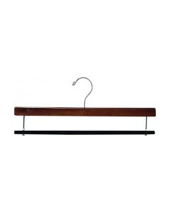 16" Walnut/Chrome Wood Bottom Hanger with Flocked Bar