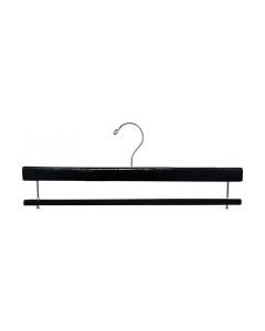 16" Black Wood Bottom Hanger with Flocked Bar