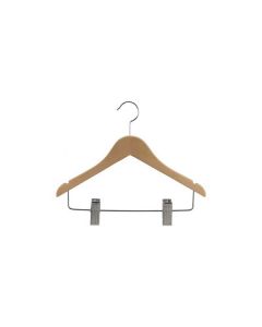 14" Natural Wood Combo Hanger with Clips & Notches