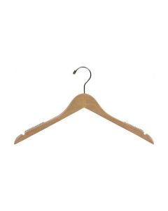 17" Natural Wood Top Hanger with Rubber Strips