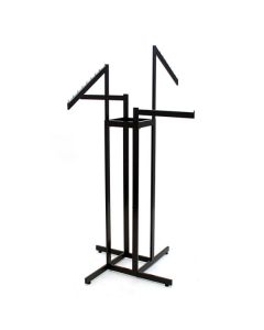 4 Arms Straight & Slant Garment Rack, Black, adjustable to 72"