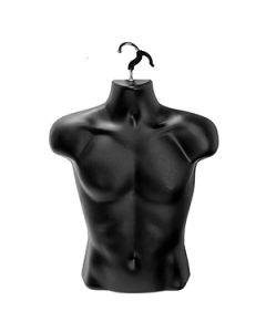 Hanging Molded Form Half Male Body, Chest, Black