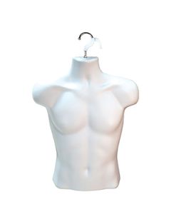 Hanging Molded Form Half Male Body, Chest, White