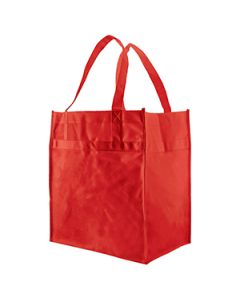 Economy Reusable Grocery Bags, 12" x 8" x 13", Red