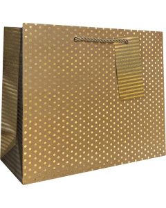 Gold Dot & Stripe on Kraft, Gift Totes, 10" x 8" x 4"