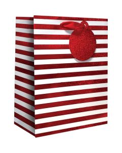 Red White Stripes, Gift Totes, 6" x 7-1/2" x 3"