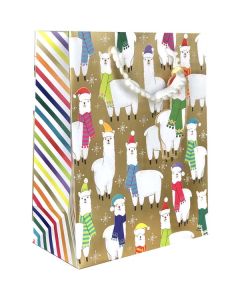 Christmas Llama, Gift Totes, 8" x 10" x 4"