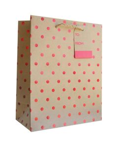 Red Dots on Kraft, Gift Totes, 8" x 10" x 4"