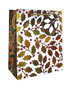 Elegant Holly, Gift Totes, 8" x 10" x 4"