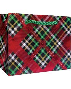 Red Holographic Plaid, Gift Totes, 5" x 4" x 2"