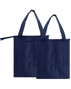 Insulated Reusable Grocery Bags, Navy Blue