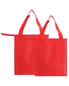 Insulated Reusable Grocery Bags, Red