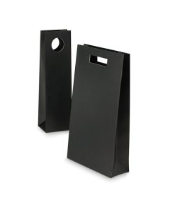 Black, 1 Bottle premium luxury wine shopping bags, 4.5"W x 3.375"D x 15.5"H