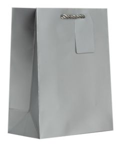 Medium Tote Bag, Silver, 10" x 8" x 4"