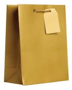 Medium Tote Bag, Gold, 10" x 8" x 4"