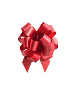 Italian Pom Style Pull Bows, Red, 3-3/4"diameter, 3/4"ribbon