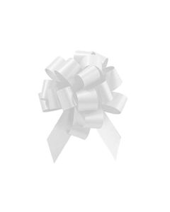 Italian Pom Style Pull Bows, White, 3-3/4"diameter, 3/4"ribbon