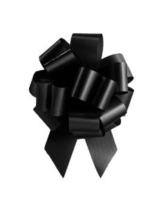 Italian Pom Style Pull Bows, Black, 4-3/4"diameter, 1-3/16"ribbon