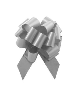Italian Pom Style Pull Bows, Silver, 4-3/4"diameter, 1-3/16"ribbon