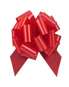 Italian Pom Style Pull Bows, Red, 6-3/4"diameter, 1-7/8"ribbon