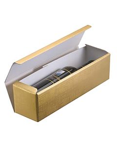 Italian Wine Packaging, 1 Bottle Box, "Oro" Matte Gold Linen