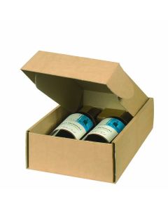 Italian Wine Packaging, 2 Bottle Box, Natural Kraft