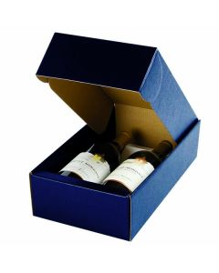 Italian Wine Packaging, 2 Bottle Box, "Juta Blu" Matte Navy Linen