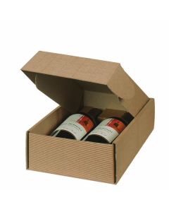 Italian Wine Packaging, 2 Bottle Box, "Tawny" Textured Rib