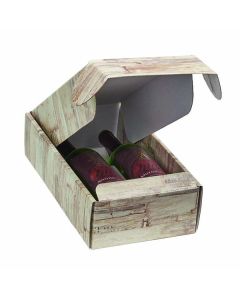 Italian Wine Packaging, 2 Bottle Box, "Barn Wood"