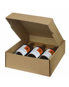 Italian Wine Packaging, 3 Bottle Box, "Tawny" Textured Rib