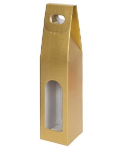 Italian Wine Packaging, 1 Bottle Carrier, "Oro" Matte Gold Linen