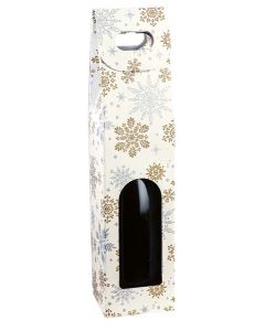 Italian Wine Packaging, 1 Bottle Carrier, "Alpine Snowflake"