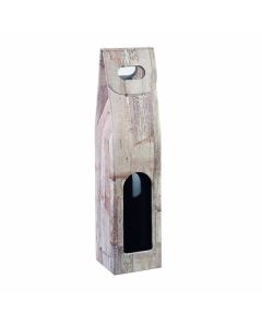 Italian Wine Packaging, 1 Bottle Carrier, "Barn Wood"