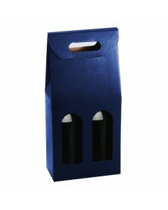 Italian Wine Packaging, 2 Bottle Carrier, "Juta Blu" Matte Navy Linen