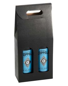 Italian Wine Packaging, 2 Bottle Carrier, "Nero" Matte Black Linen