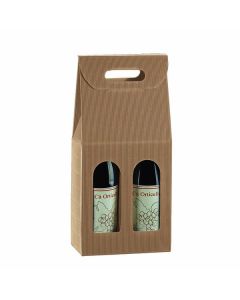 Italian Wine Packaging, 2 Bottle Carrier, "Tawny" Textured Rib