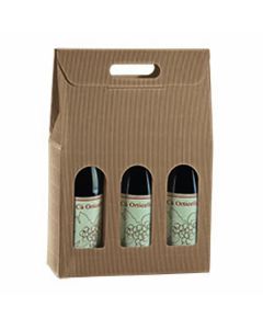 Italian Wine Packaging, 4 Bottle Carrier, "Tawny" Textured Rib