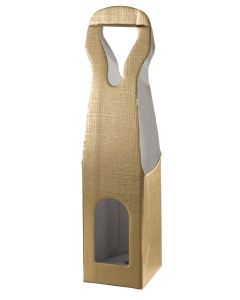Italian Wine Packaging, 1 Bottle Carrier, "Oro" Matte Gold Linen