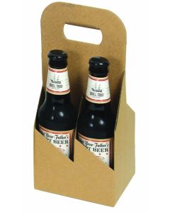 4 Bottle Open Style Bottle Carriers, Natural Kraft