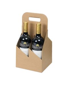 4 Bottle Open Style Wine Carrier, Natural Kraft