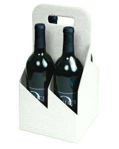 4 Bottle Open Style Wine Carrier, White Kraft
