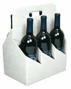 6 Bottle Open Style Wine Carrier, White Kraft